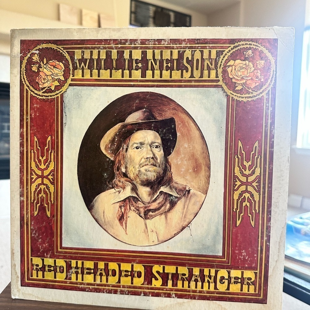 Willie Nelson Red Headed Stranger Vinyl Record - Red and Gold